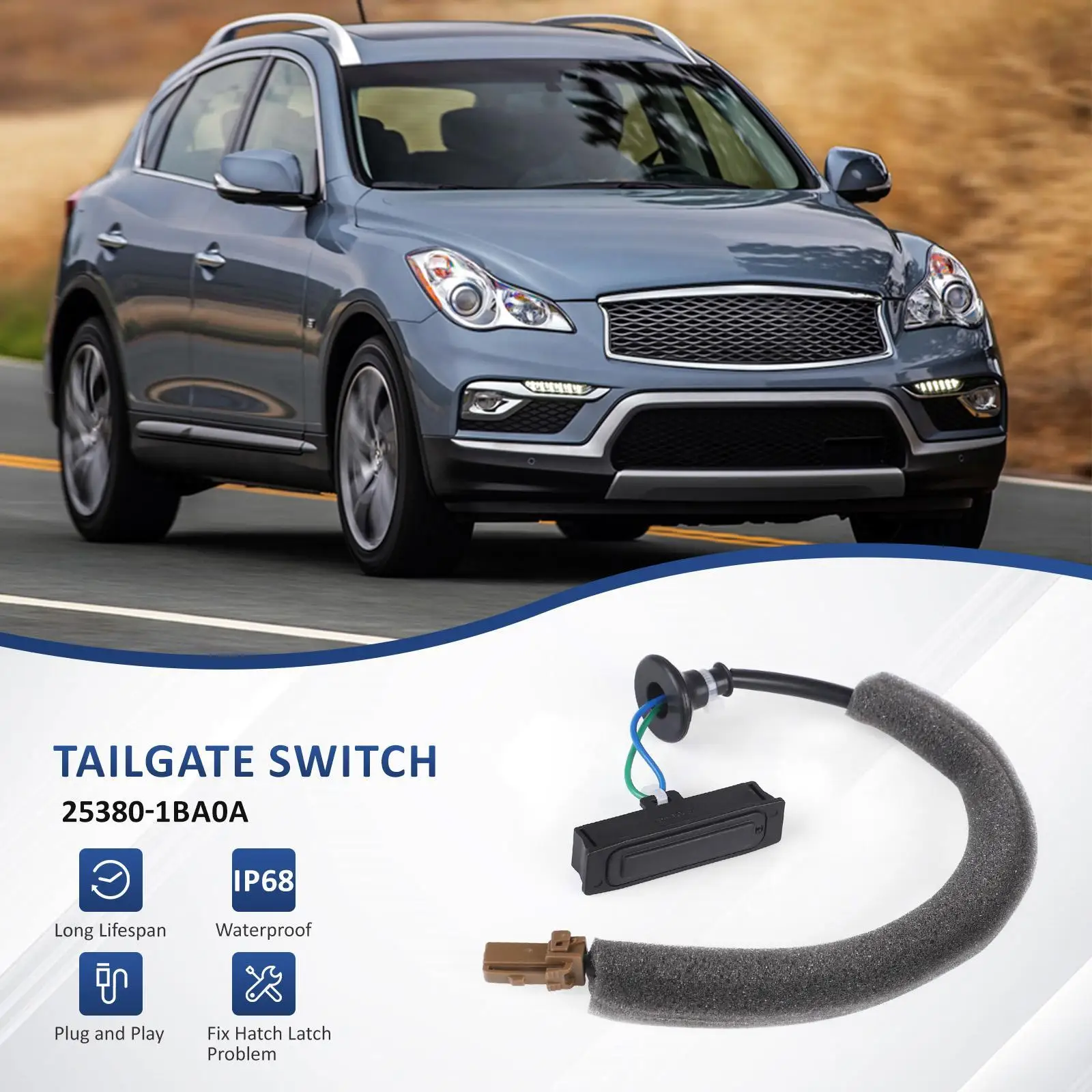 

Trunk Lid Release Switch 25380-1BA0A Repair Part Premium Rear Hatch Release Switch Replacement for Infiniti EX37 QX50