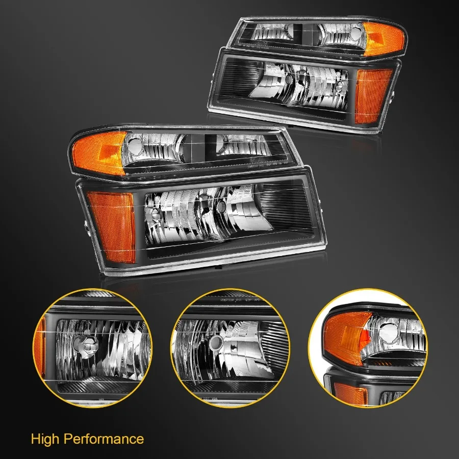 Conjunto de faros delanteros para Chevy Colorado GMC Canyon 2004-2012 par de carcasas negras