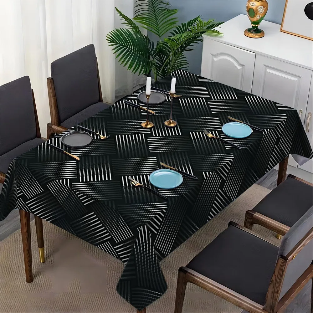 One artistic geometric line tablecloth, illuminating the fashionable corner of the dining room, suitable for home usezyc