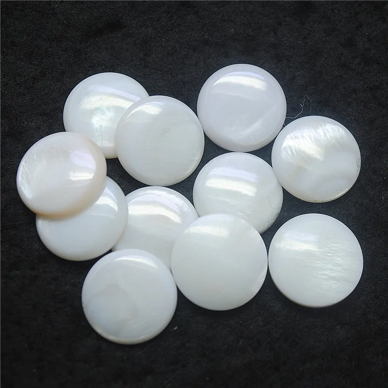 20PCS Wholesale White Mother Of Pearl Cabochons Shell Bracelet Making Round Shape Finger Rings 8MM 10MM 12MM 14MM 25MM