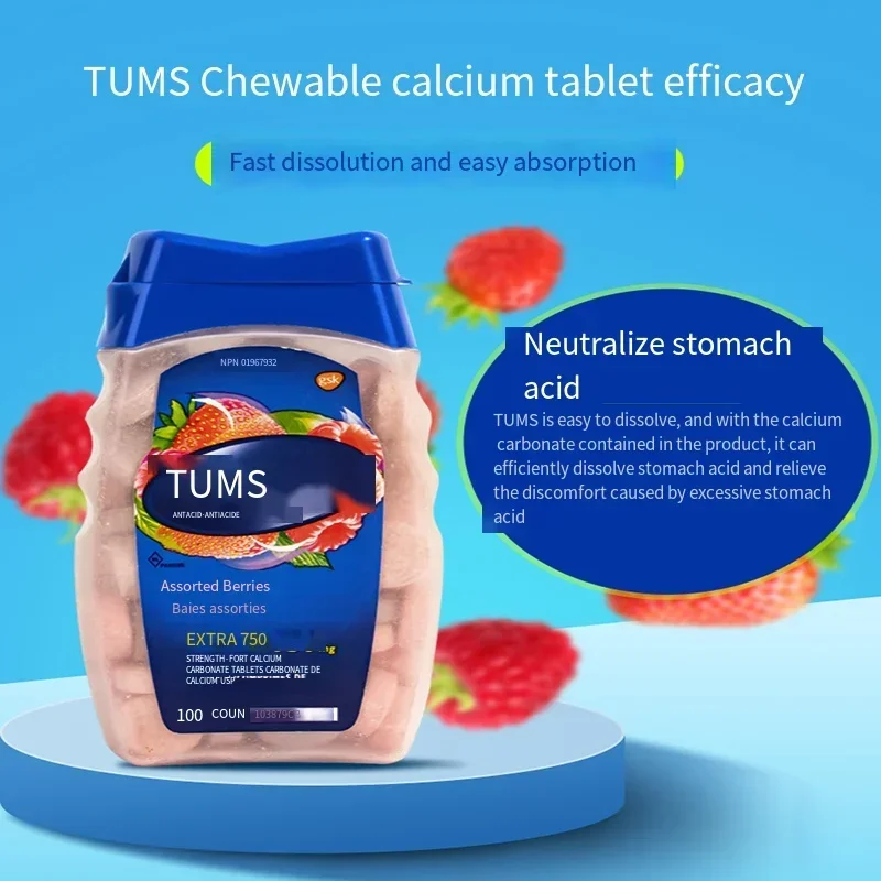 100 adult pregnant women\'s anti stomach acid chewable calcium tablets neutralize stomach acid supplement calcium for digestion