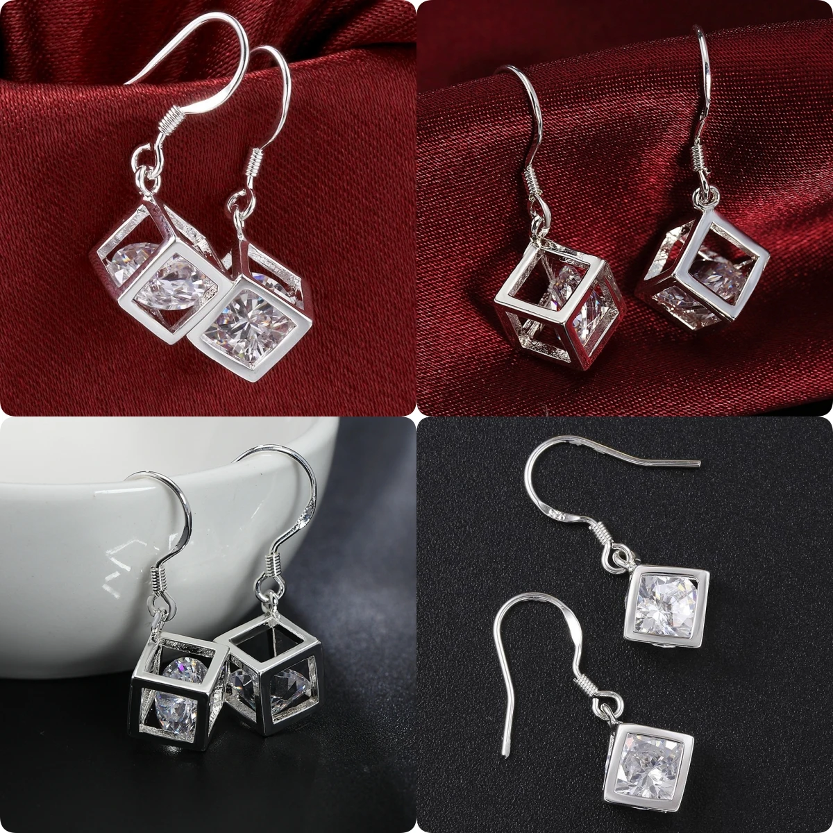 

Подвески из стерлингового серебра 925 пробы, романтические серьги с кристаллами для женщин, роскошные модные вечерние свадебные аксессуары, ювелирные изделия, рождественские подарки