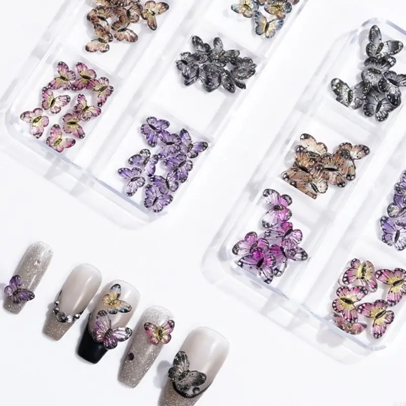 Q1FB 1SET Butterfly Nails Charm for Women and Girls Nails Nails Art Rhinestonshosts Crafts Supplies Sovelizing