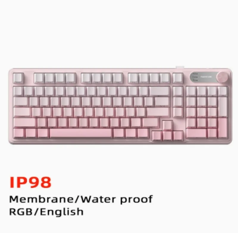 IP98 FURYCUBE Wired Gaming Membrane Keyboard RGB Translucent PBT Keycaps 98 Keys with Intelligent Knob for PC Office Gamer