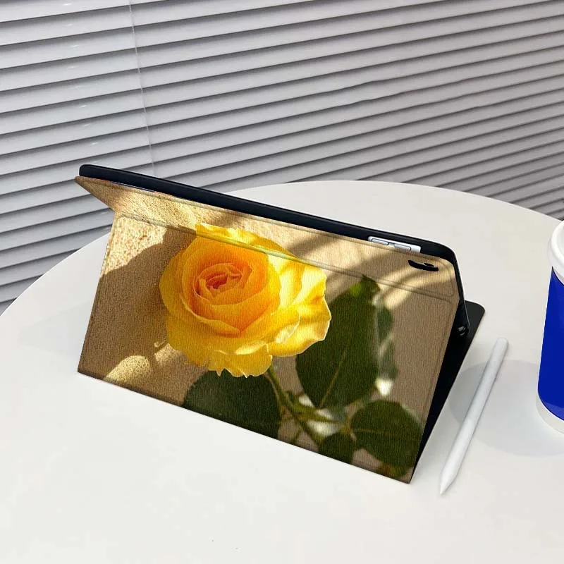 حافظة بنمط الورد الأصفر لجهاز iPad Air Mini 9.7 2 4 5 11 6th 7th gen 13 3 1 2 4 5 6 7 7.9 10.9 10.5 بوصة تابلت #3