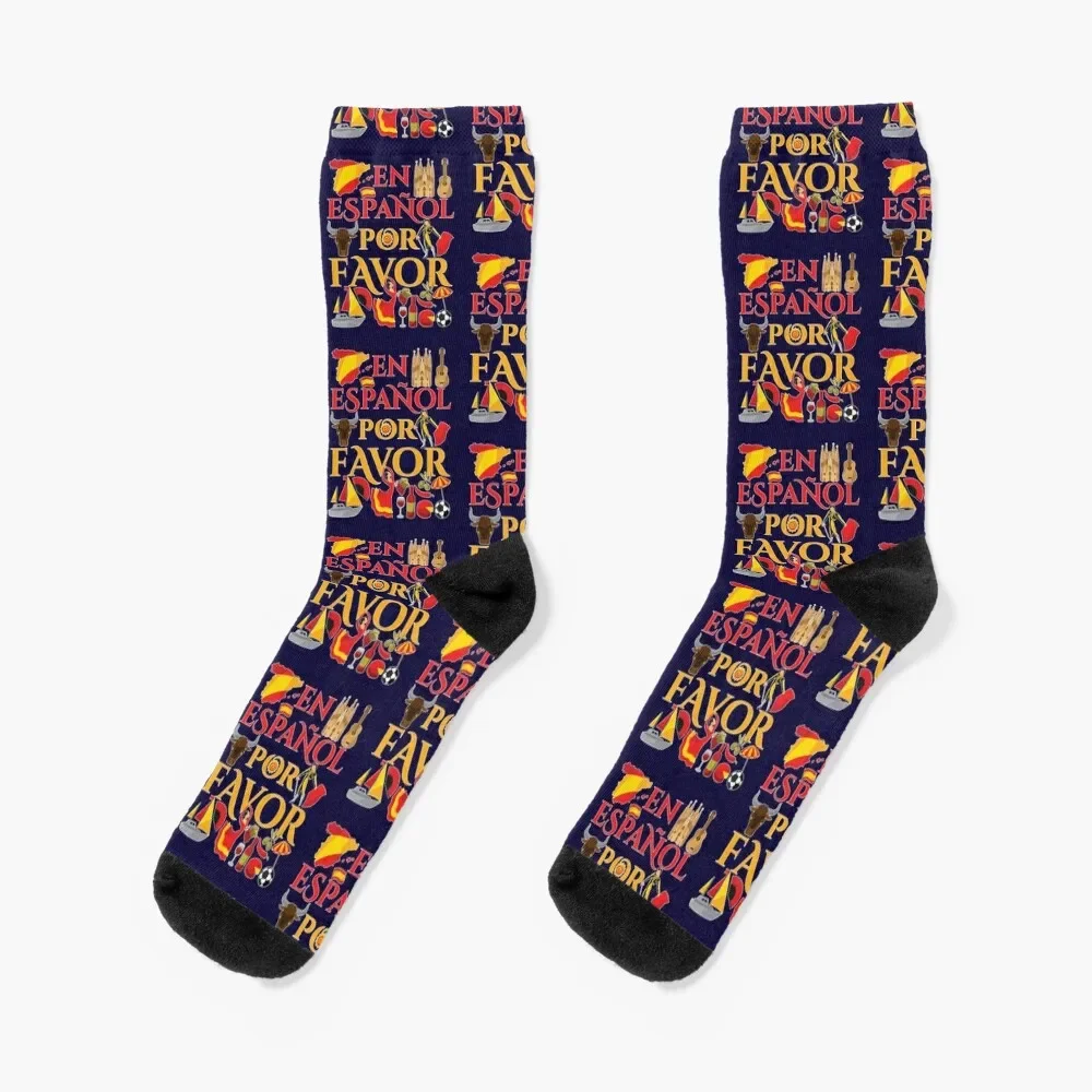 

Spanish Teacher Gifts En Espanol Por Favor Socks Christmas happy Woman Socks Men's