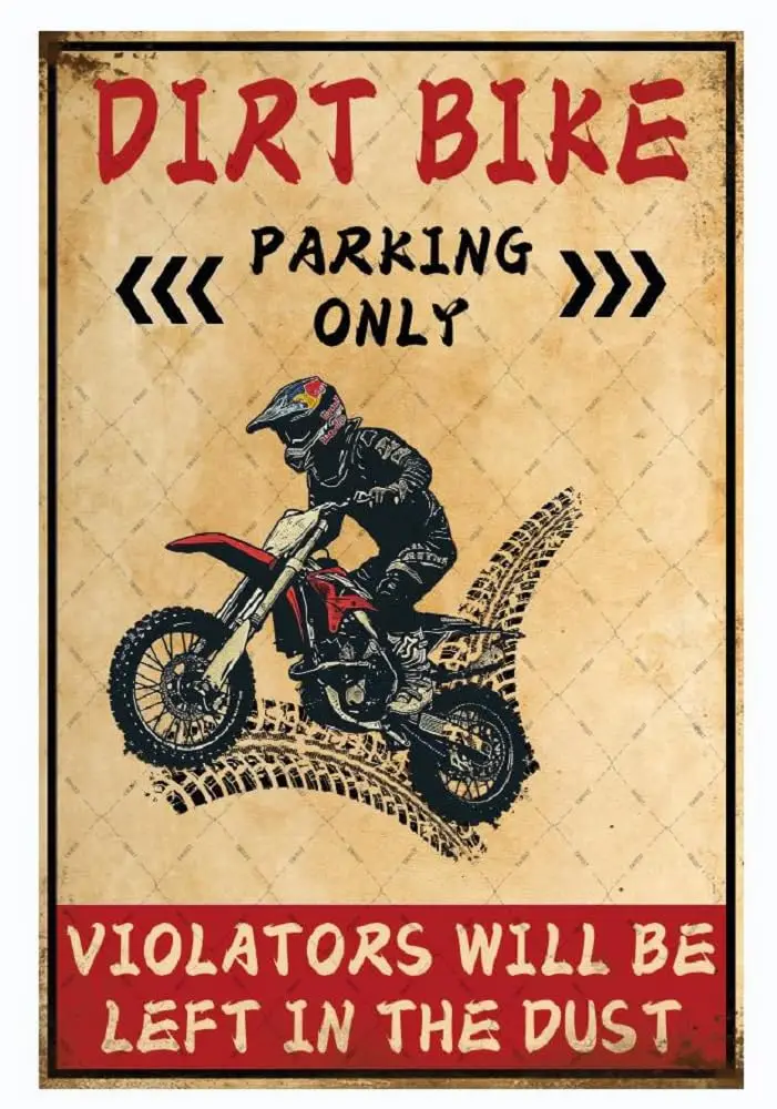 EMOHAT Bike Metal Tin Sign Dirtbike for Men Motorcross Accessories for Boys Wall Decoration Vintage Decor Inspirational Wall Art
