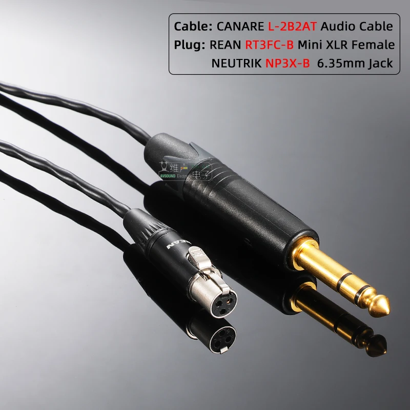 CANARE L-2B2AT Neutrik Mini XLR Microphone Cable XLR 6.35 mm TRS to Mini XLR Line Gold Plated 3 Pin XLR Audio Extension Cord