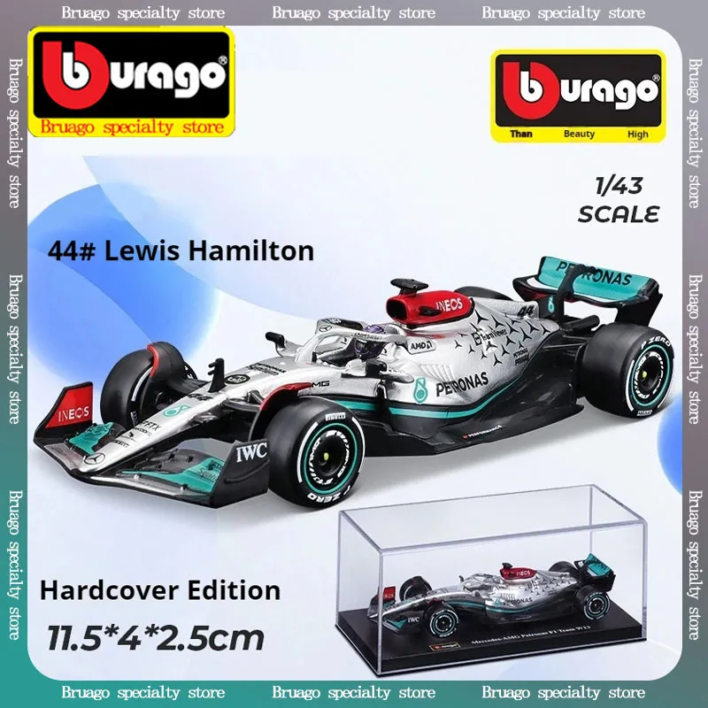 Bruago-coche de carreras de aleación para niños, juguete de simulación, modelo de coche deportivo, Decoración, regalo, Hamilton, George, C42f1, 1: 43