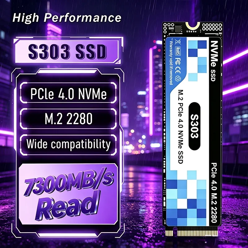 For Gaming Laptops and Desktop Systems 2026 NEW S303 SSD 500GB-4TB M.2 NVMe PCIe Gen4 7300MB/s Max Seq Read Speed Internal Drive