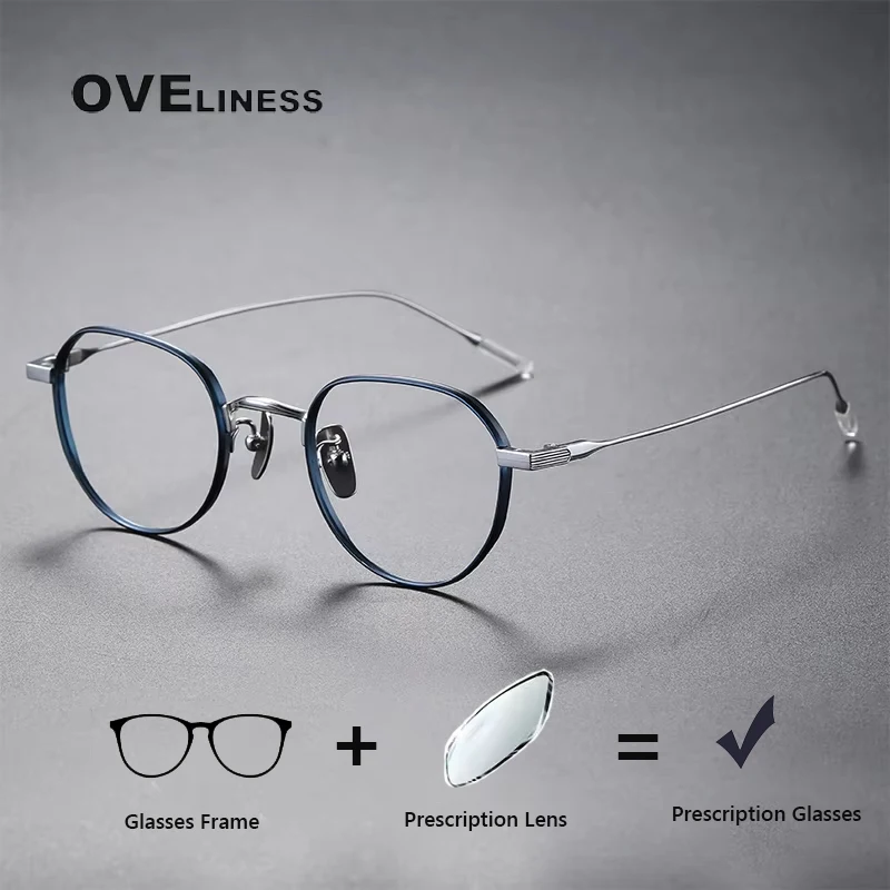 

Оправа для оптических очков из чистого титана, женская и мужская оправа для очков, винтажная ретро круглая оправа для близорукости, очки по рецепту