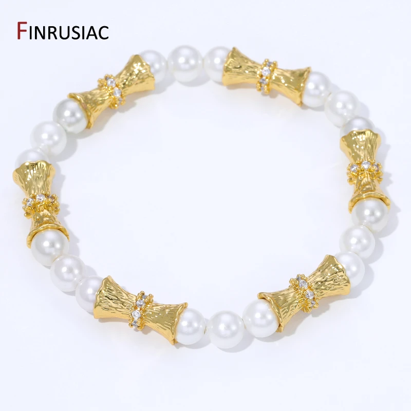 18K Gold Plated Brass Zircon Bamboo Joint Tube Spacer Bead,Separators for Beads,DIY Breaclet Necklace Jewelry Making Supplies image 6