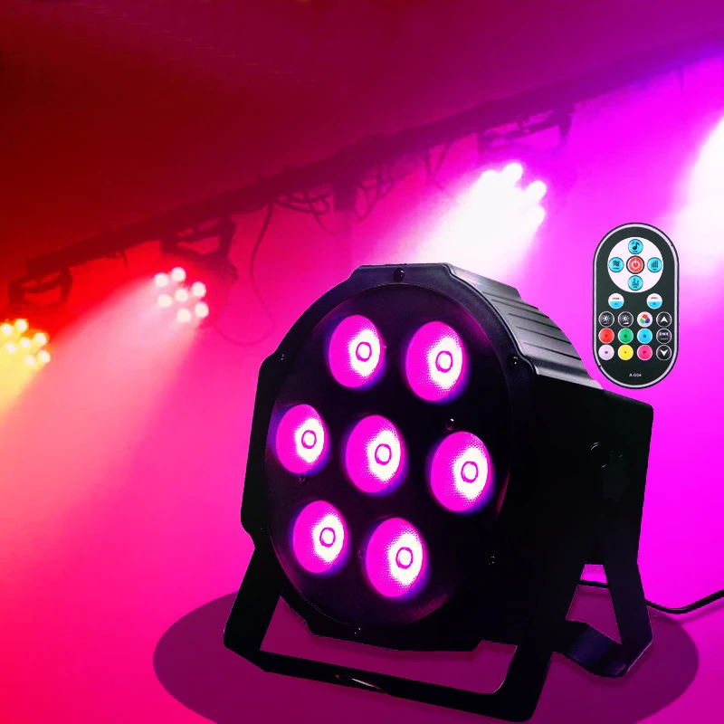 7 LED RGBW DMX 512 Stage Flat Par Lighting Effect DJ Disco Party Holiday Christmas Bar Club Wedding Birthday Show Light 2024 New