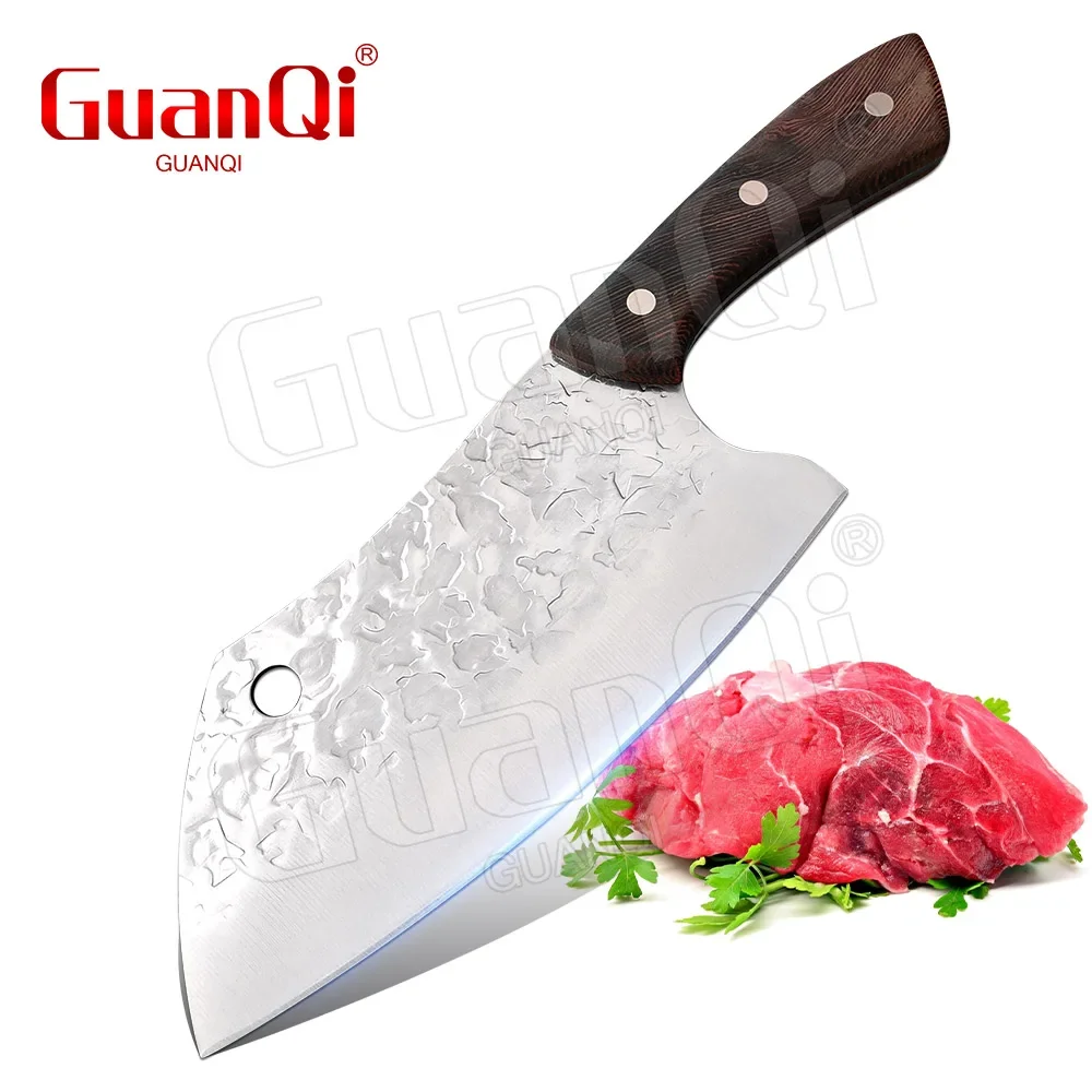 Meat Cleaver Chopping Knife 335g Stainless Steel Kitchen Knife 5Cr15mov Blade Wooden Hanlde Slicer Cooking Knife Cutlery