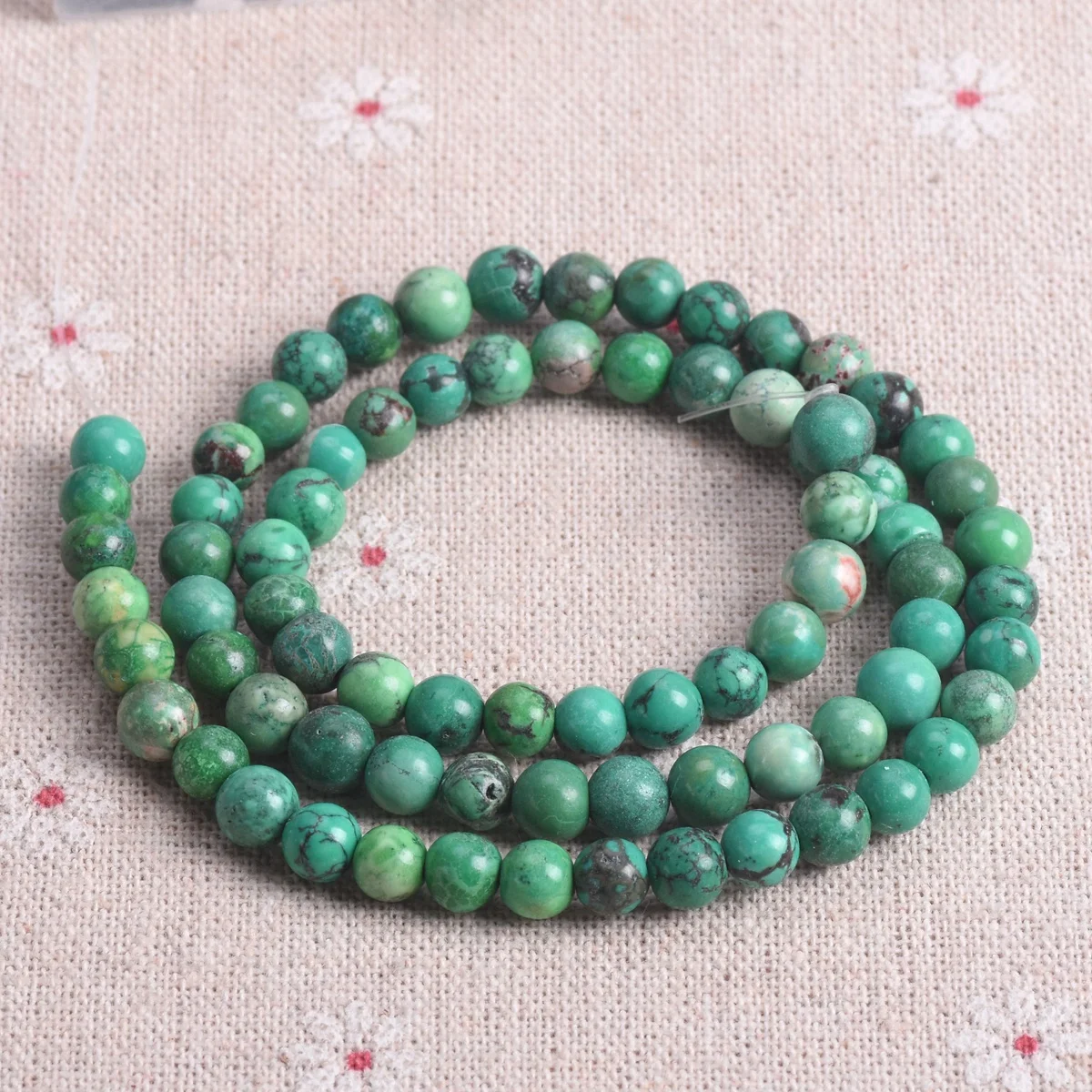 1 Strand 40cm(15inch) Round 6mm Natural Stone Rock Artificial Green Turquoise Beads For Jewelry Making DIY Bracelet Findings