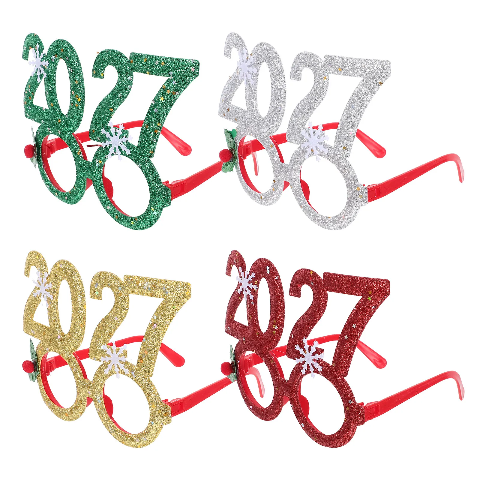 4Pcs New Year Glasses 2027 Colorful Plastic Number Frames Festive Party Photo Props Selfie Accessories Nye Graduation Party