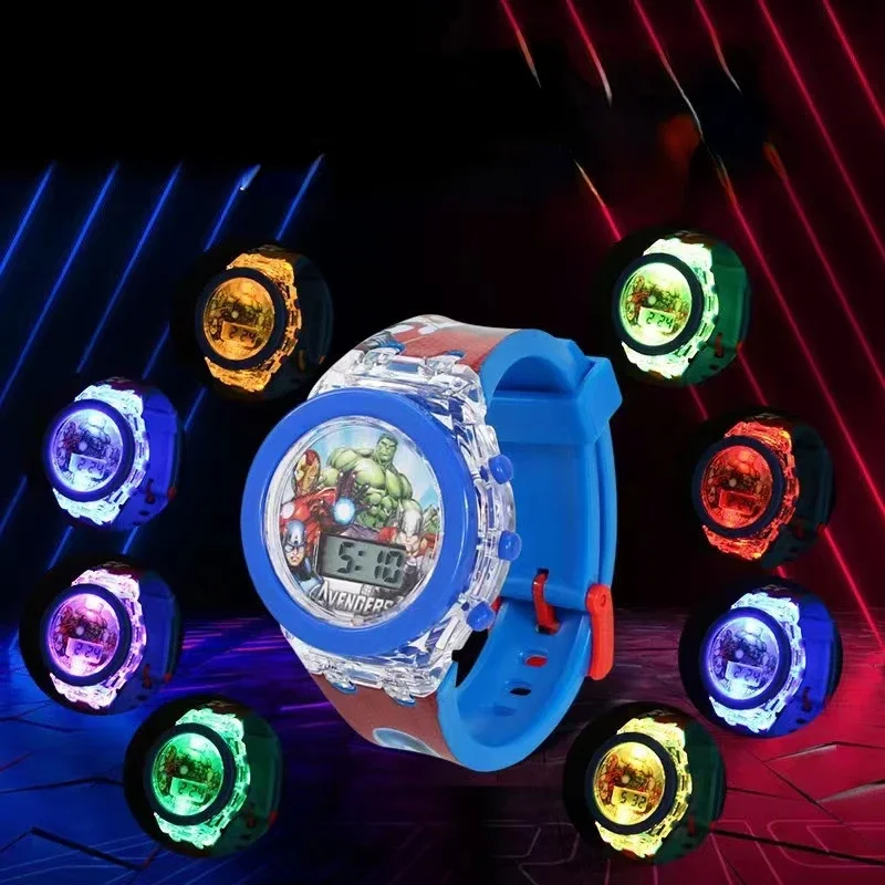 Hot Disney Lichtgevende Horloge Mickey Minnie Toy Watch Kinderen Cartoon Horloge Student Elektronische Prestatie Goederen Creatief Geschenk