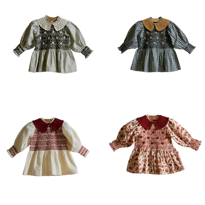 

Pre-sale 2025 WINTER BJ Baby Girls DRESS Cotton Baby Kids Clothes Girl Print Flower Sleeve Set Toddler Girl Clothes