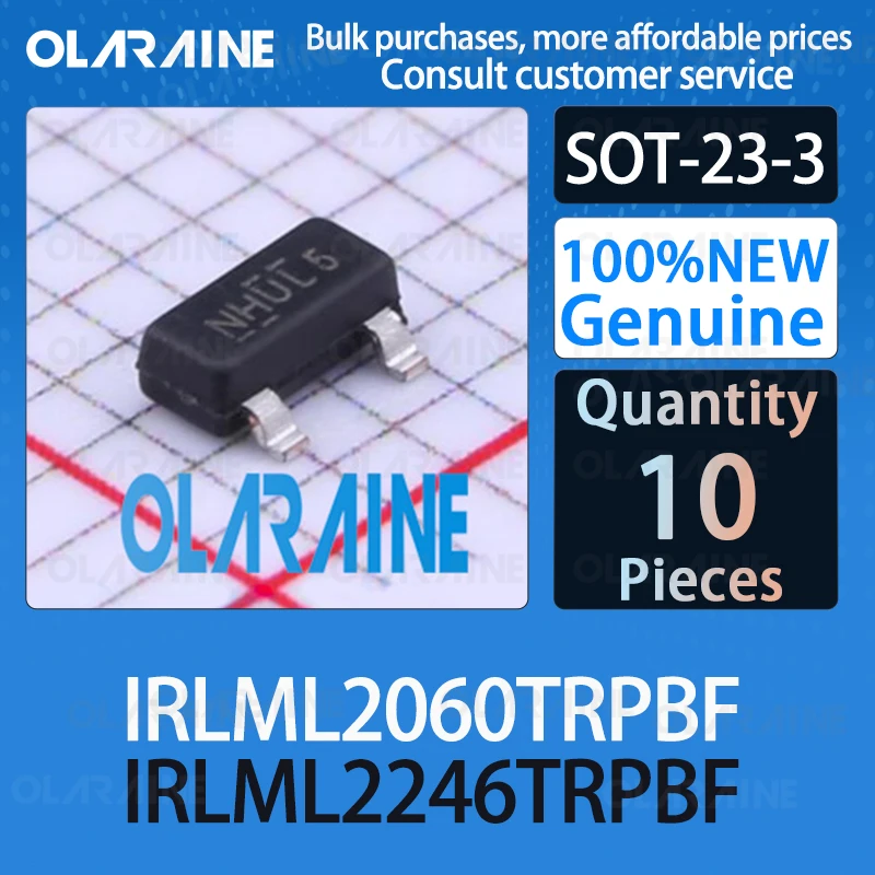 10Pcs IRLML2060TRPBF IRLML2246TRPBF SOT-23 100%New Transistor MOSFET P-N-Channel 20V -2.6A 135mOhm -2.5V cpbl