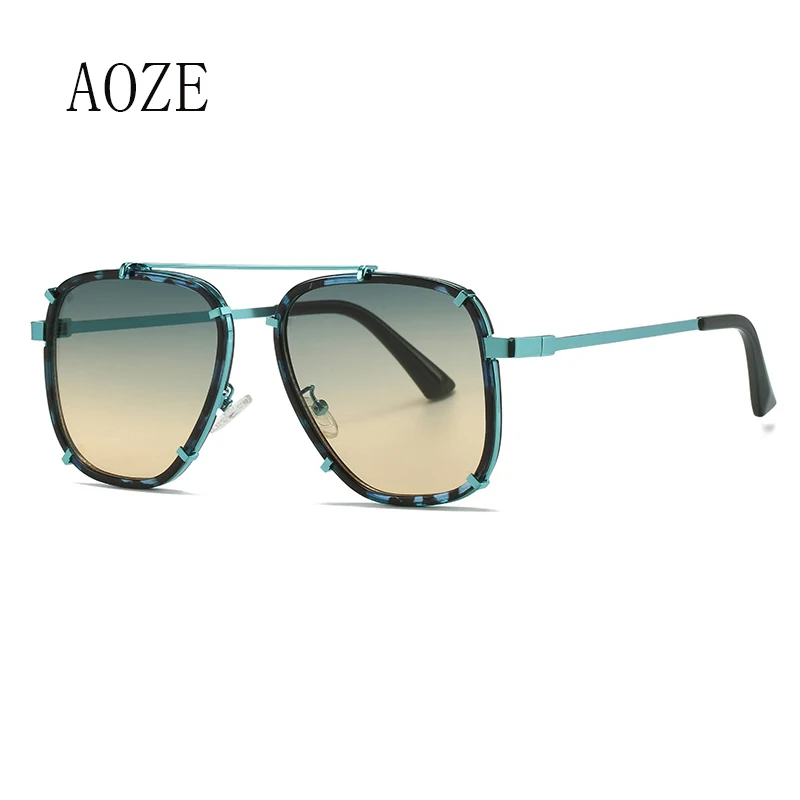 

2023 Brand Design Fashion Square Metal Pilot Men Sunglasses Retro Ladies Gradient Classic Trend Luxury Driving Travel Eyewear UV