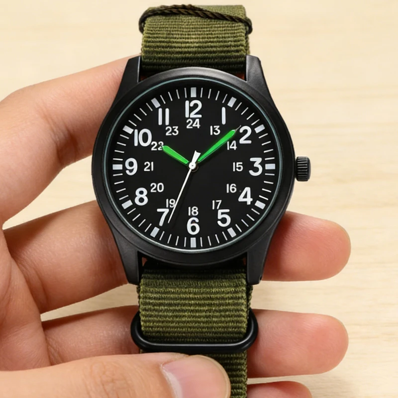 

Светящиеся мужские спортивные часы в стиле милитари, ударопрочные наручные часы, простые мужские армейские наручные часы с нейлоновым ремешком, кварцевые часы Relogio Masculino