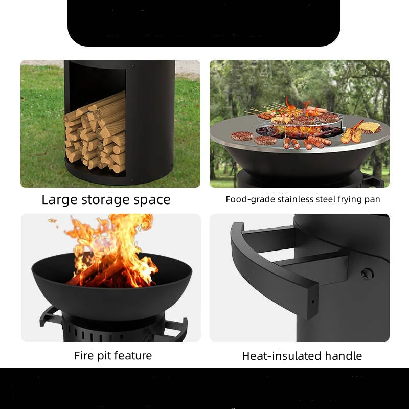 Stufa da giardino Riscaldamento Stufa per barbecue Stufa a legna verticale Stufa multifunzione Stufa da giardino