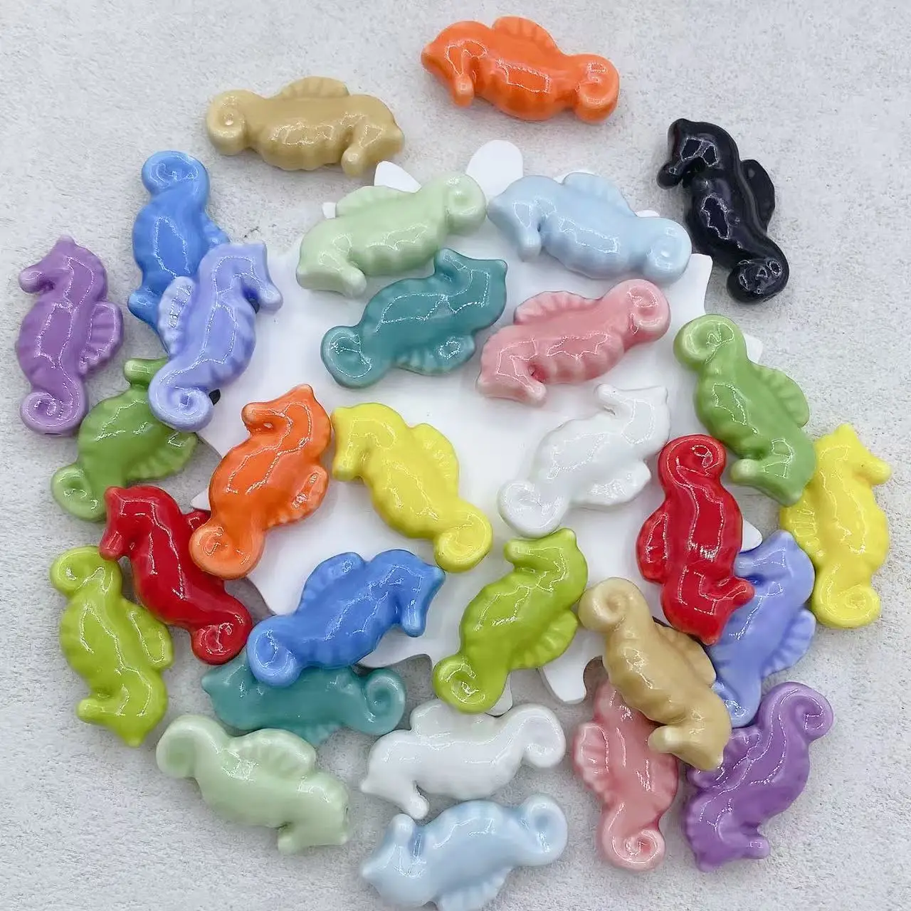 Perles en céramique hippocampe 29.5x15mm, 5 pièces, breloques pour Bracelet et collier, accessoires de bijoux faits à la main