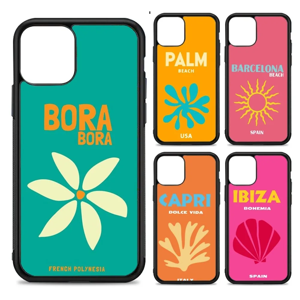 Bali Ibiza Capri Bondi Palm Phone Case Silicone PC+TPU For For IPhone 11 12 13 14 15 16 Plus Pro Max Cover