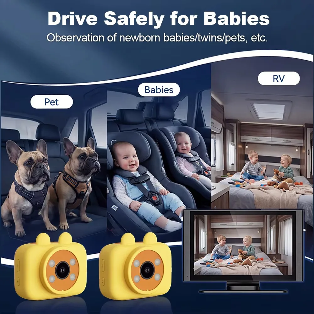 Baby Car Camera 7-Inch 2CH 1080P HD DVR Recording Easy to Install, Touchscreen 150° Wide Angle Rear Facing Backseat Cameras Kit