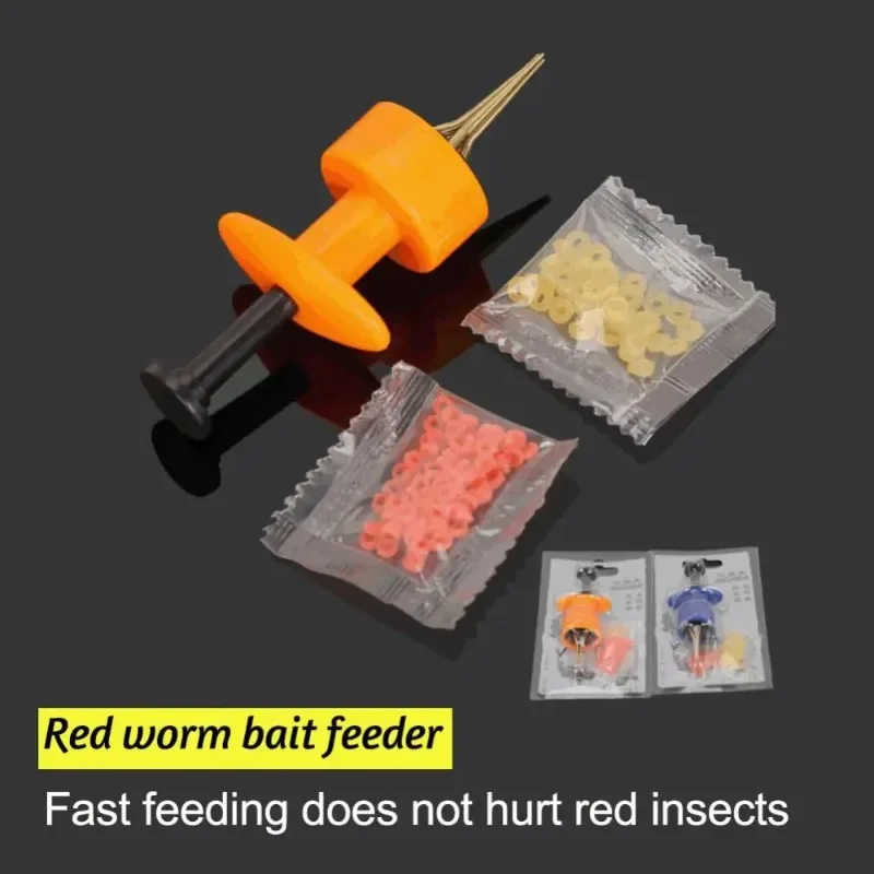 1PC Earthworm Red Worm Bait Clip Thread Anti-skid Red Worm Live Maggot Hook Clips Fishing Tool Red Worm Clip Fishing Accessories