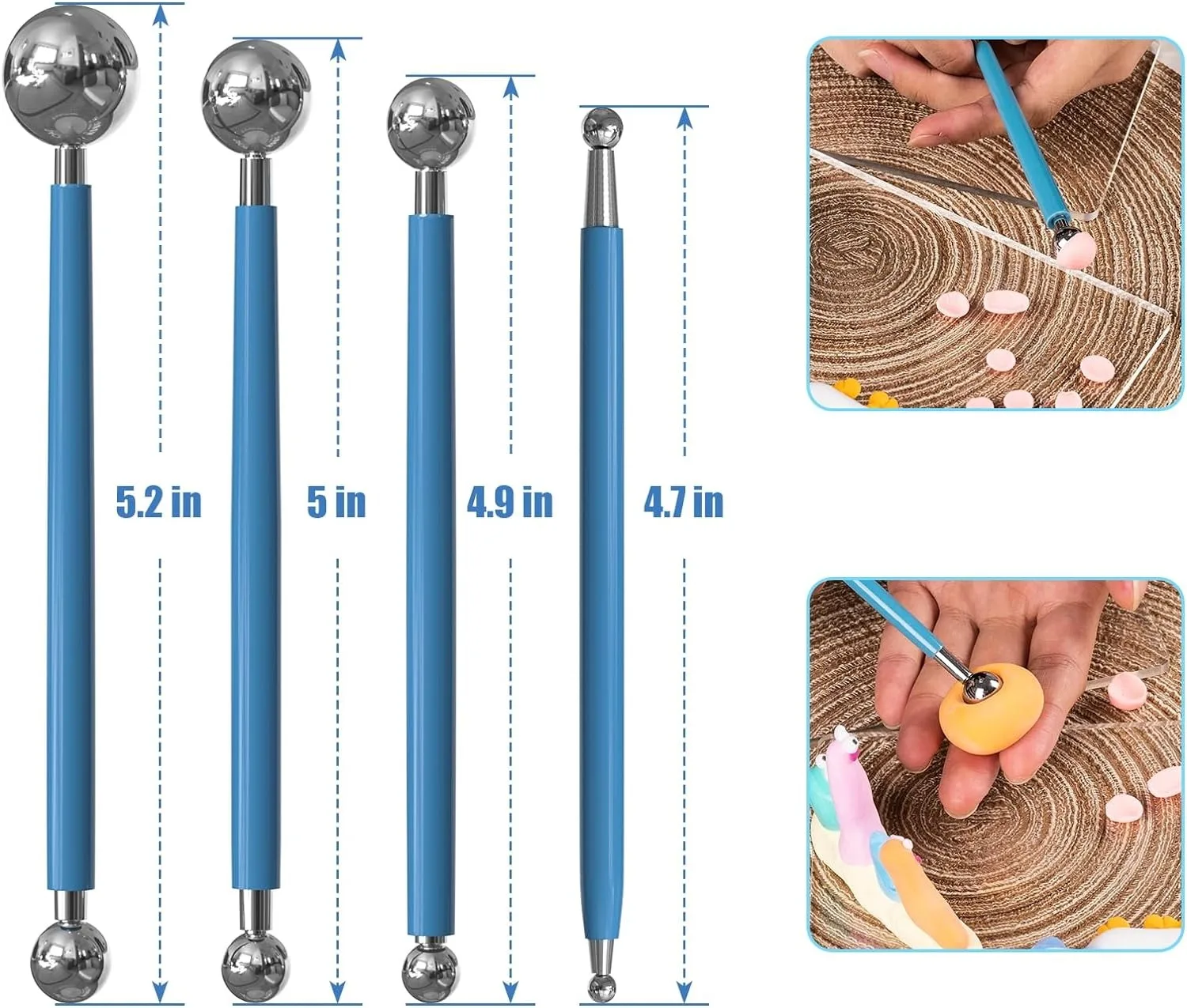 Ferramentas de pontilhamento de 9 peças, estiletes de bola para pintura em rocha, modelagem de argila de cerâmica, materiais de arte em relevo