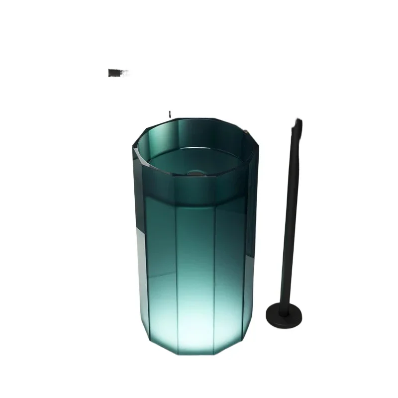 Integrated floor-to-ceiling bathroom Balcony wash basin Color pure acrylic transparent resin crystal art column basin