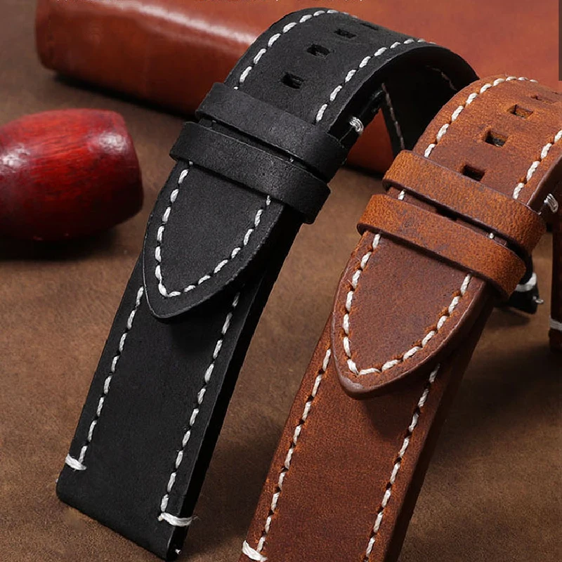 Retro Frosted Watchband for Tissot 1853 Speed Cruiser T116.617 Genuine Leather Watch Strap Men T116 Black Brown 20mm 22mm 24mm
