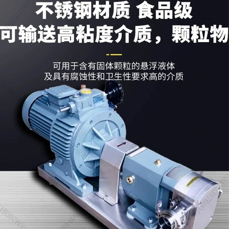 Food Grade Stainless Steel Cam Rotor Pump, High Viscosity Self-Priming Pump for Honey, Batter, Chili, Fruit & Hot Syrup