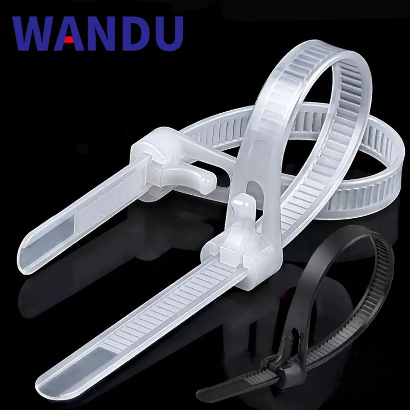 50Pcs  Plastic Reusable Cable Zip Ties Colorful8*150/200/250 Releasable Nylon Adjust Loose Slipknot Recycle Detachable Bundle