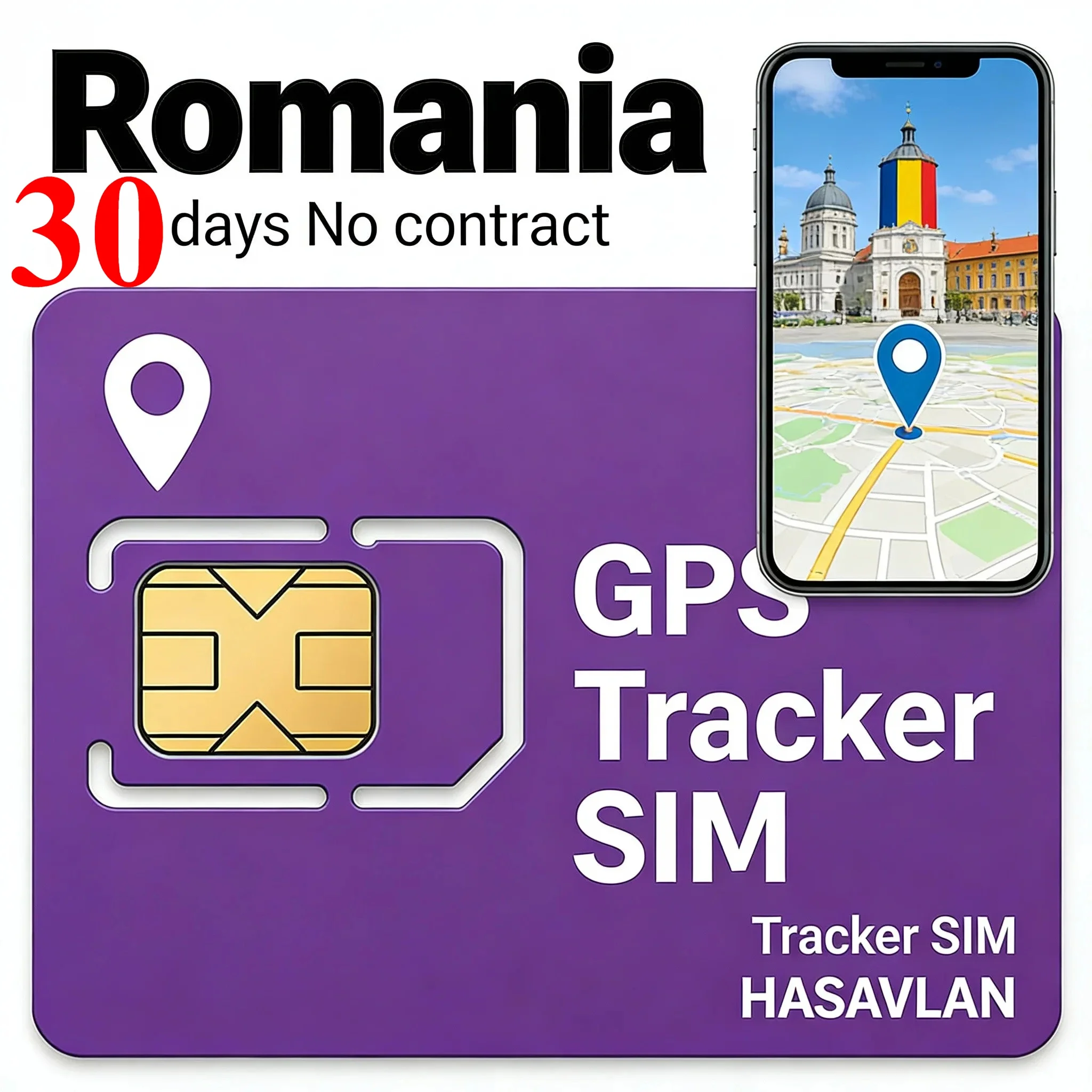 ROMANIA  Tracker SIM Card, No Contract, 30MB/30 Days Renewable, 4G LTE Standard Micro Nano Cat1 M2M IoT GPS, ZOVAGOLO