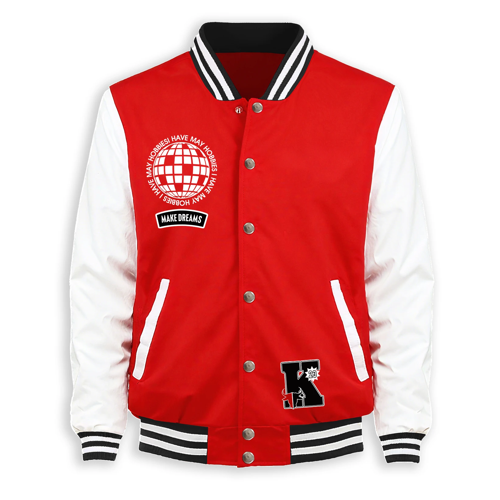 الولايات المتحدة الأمريكية حرف K ورقم 23 طباعة البيسبول جيرسي للرجال سترات أمريكية فضفاضة الصوف لينة ملابس للجنسين الخريف خمر