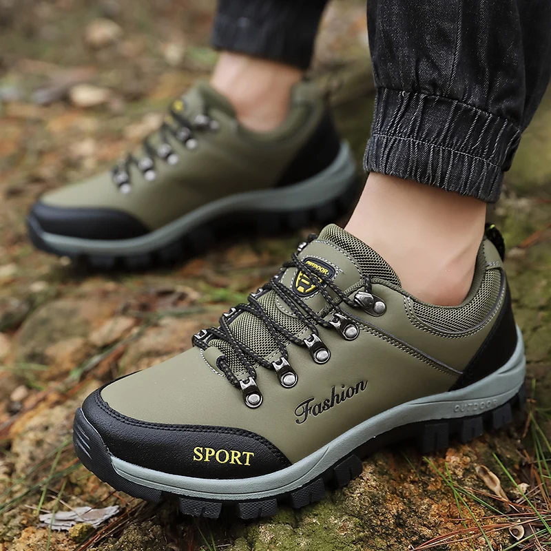 2024 New Fashion Autumn Winter Hiking Shoes For Men Waterproof Leather Man Sneaker Non-Slip Outdoor Training Casual Climb Sports