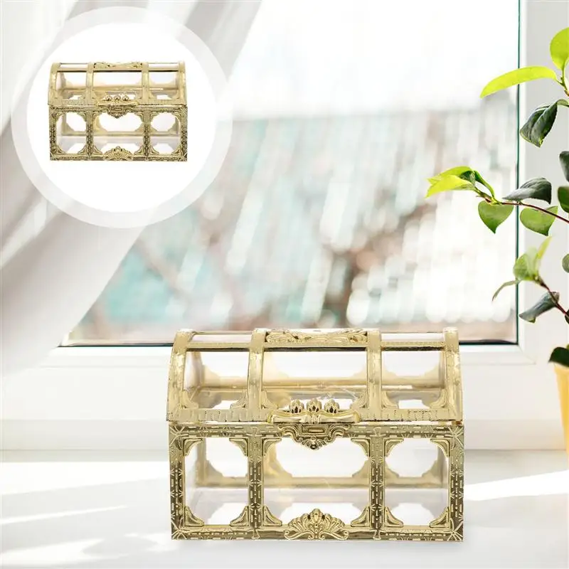 Plastic Transparent Pirate Treasure Box Crystal Retro The Jewelry Box Storage Organizer Chest Box Treasure For Retro Wedding