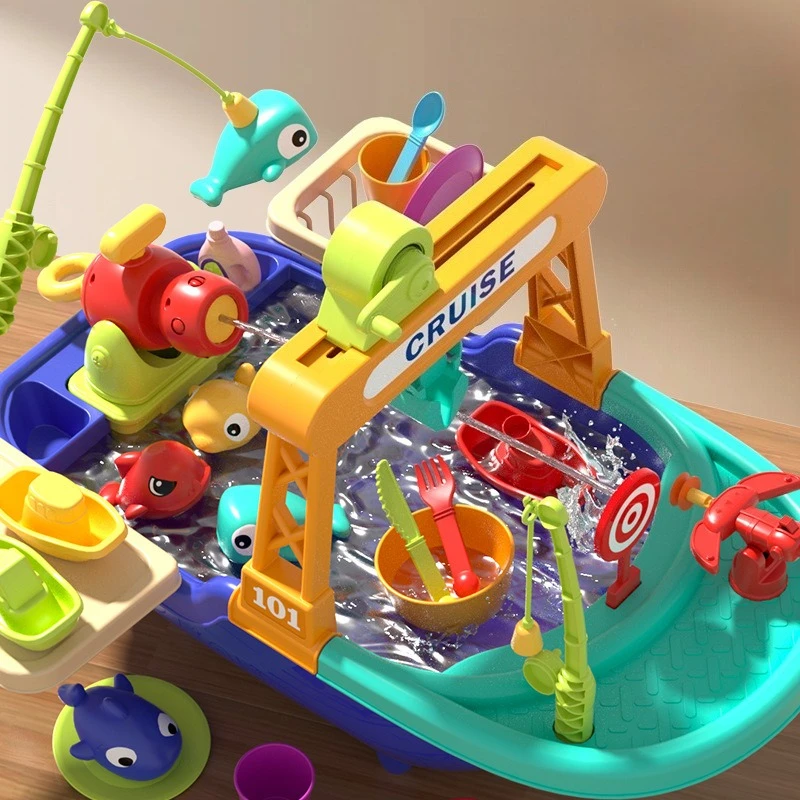Kinderküchenspielzeug, elektrischer Spaß, Wasserspiel, Wasserwaschbecken, Angeln, Geschirrspülen, Zuhause, Rollenspiel, Baby, Früherziehung, Spielzeug