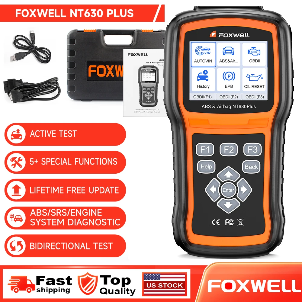 

FOXWELL NT630 Plus OBD2 Scanner ABS SRS Engine Diagnostic Tool EPB Oil SAS Reset Car Code Reader Automotive Fault Detector Free