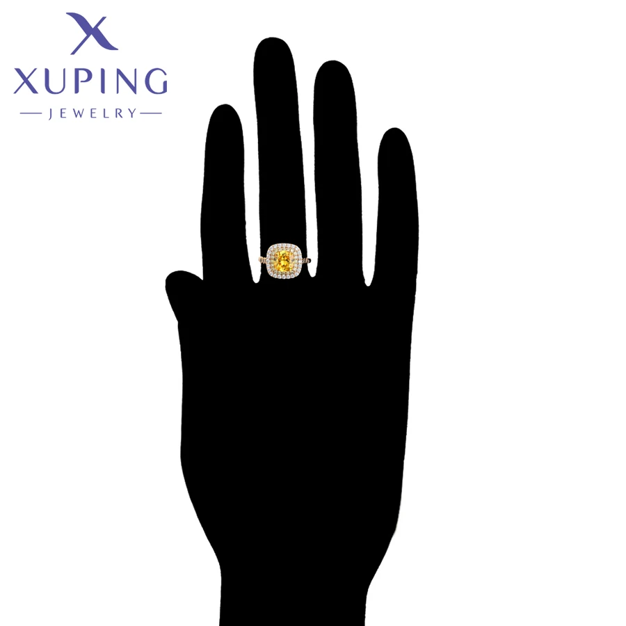 Xuping Jewelry Fashion Copper Alloy Stone Square Shaped Charm Trendy Style Gold Color Ring for Women Lady Gift  A00918392