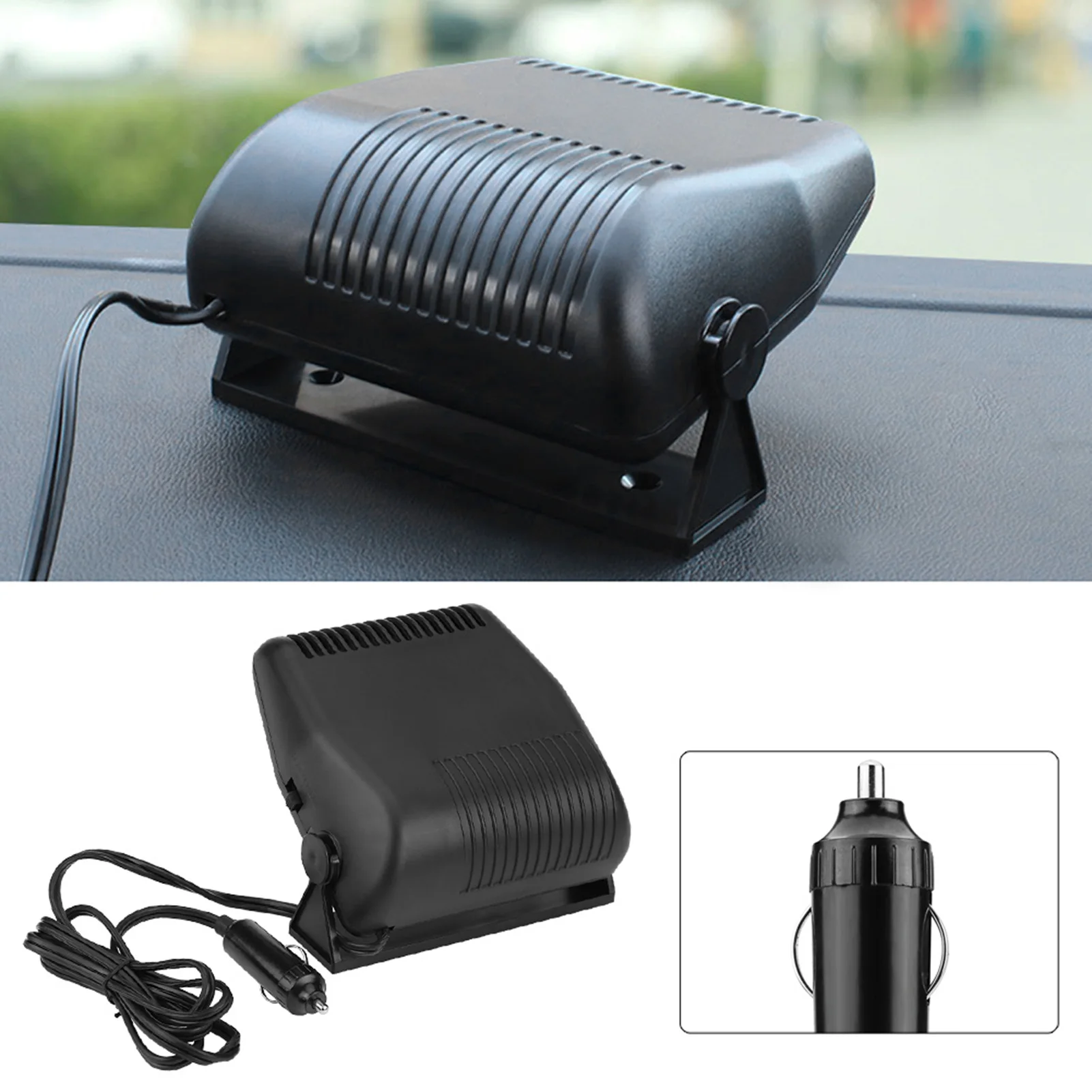 12V Portable Car Ceramic Heating Windshield Defroster Demister 2 in 1 Cooling Fan Heater for all vehicles with DC 12V / 15A -20A