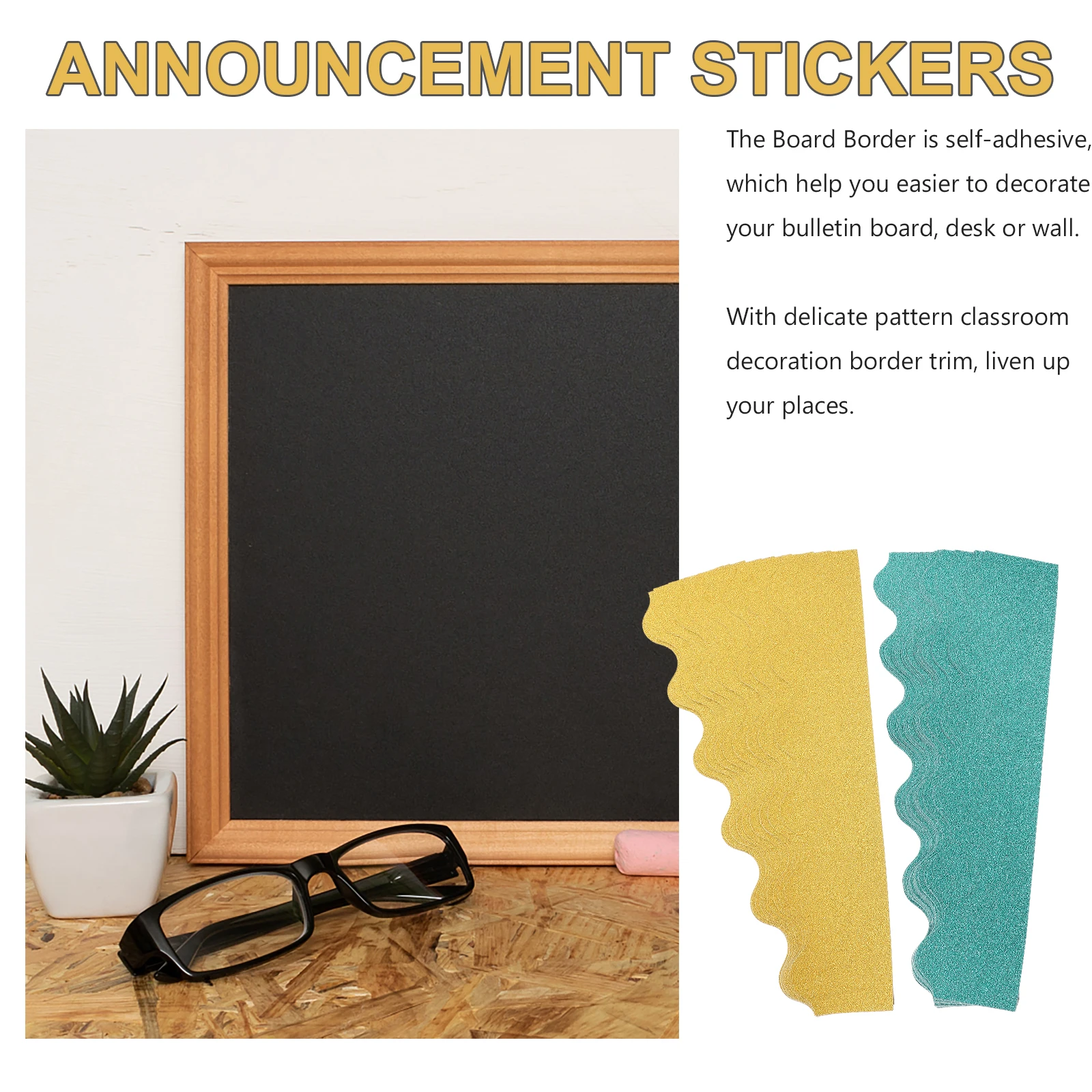 

2 Sets Bohemian Glitter Border Sticker Stickers Board 180g Coated Paper Bulletin