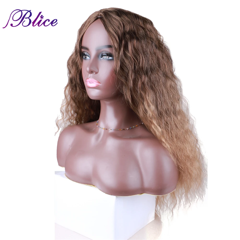 Blice Synthetic Wig Curly Hair Extensions Omber  Middle Part Women‘s Daily Wig Natural Hair Line Blonde Color Without Bang