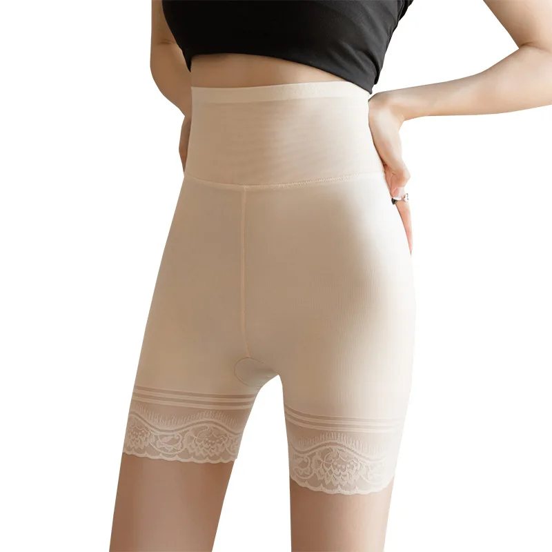 

2023 Summer Thin High waist safety pants ice silk anti-naked pants large size lace leggings women Comfortable and breathable