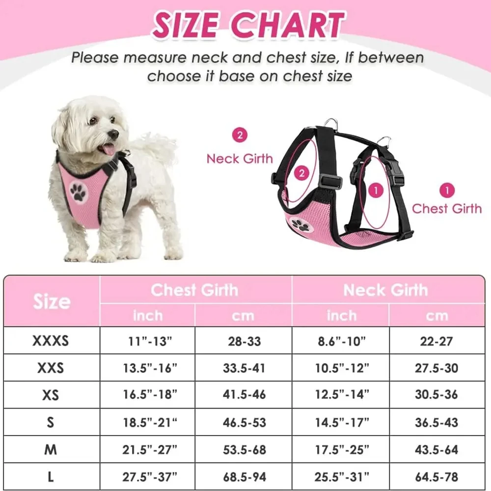 Dog Car Harness Seatbelt Set, Dog Vest Harness Adjustable with Breathable Mesh & Vehicle Safety Seat Belt Tether with Elastic