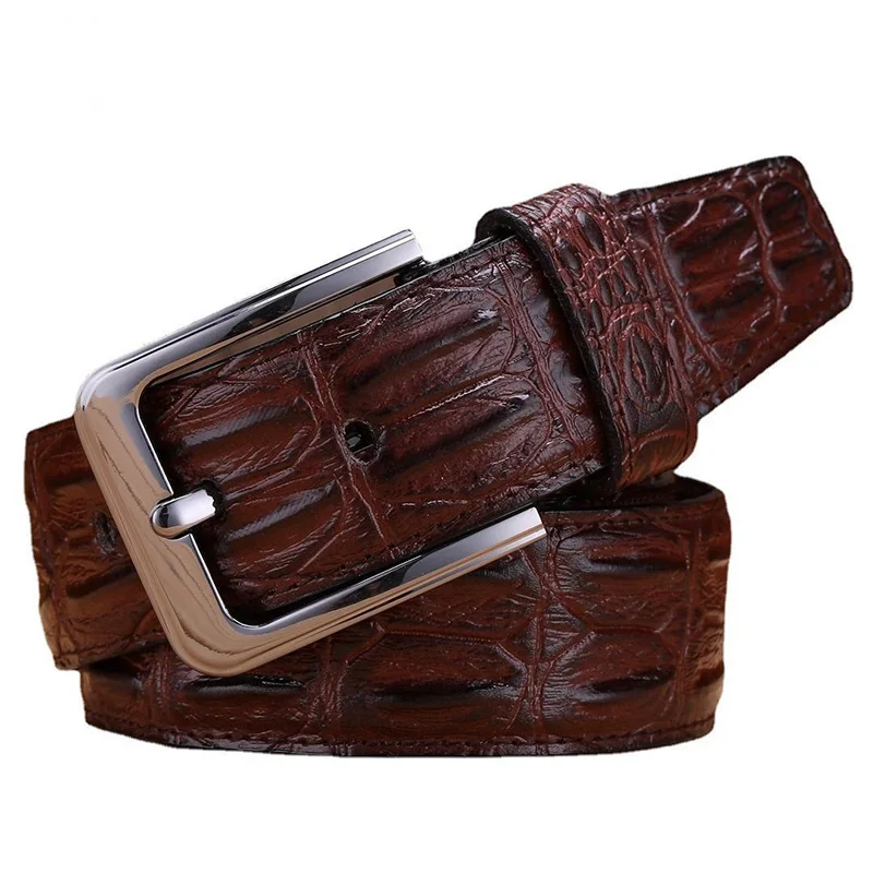 Fashion Casual Men\'s Genuine Leather Crocodile Striped Belts Pin Buckle Belt For Men\'s Jeans & Cowboy High Quality Belt