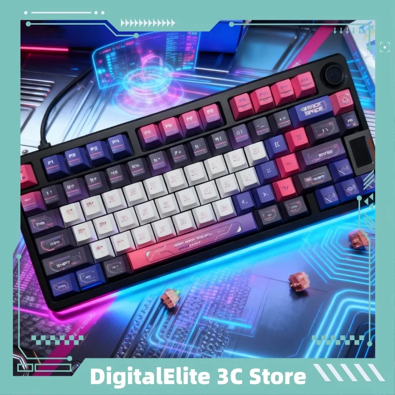 คีย์แคปคีย์บอร์ดแบบกลไก Ultimate Cyber PBT Dye-Sublimation ชุด 130 ชิ้น บรรจุกล่องและถุง ใช้ได้กับคีย์บอร์ดมาตรฐานส่วนใหญ่