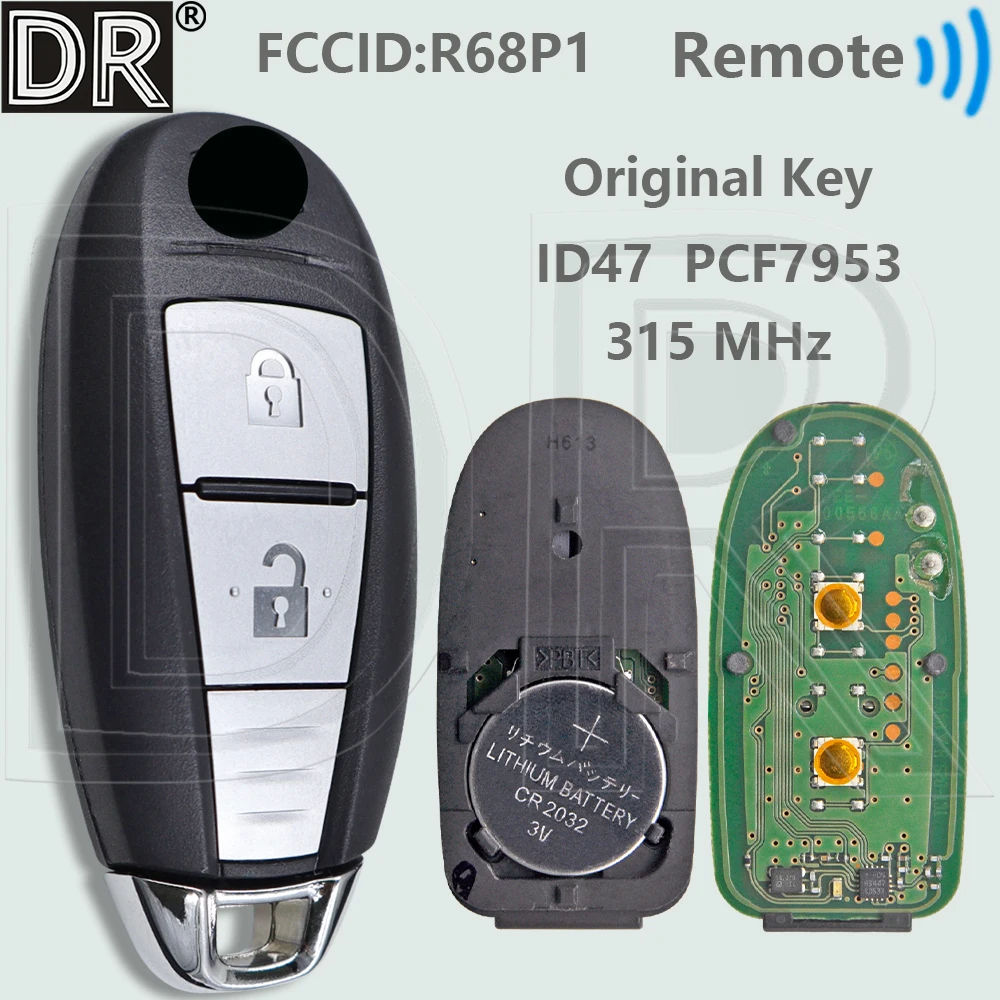 

DR оригинальный FCCID R68P1 ID47 HITAG3 7953 чип 315 МГц Keyless Go автомобильный дистанционный ключ для Suzuki Swfit SX4 Vitara 2010-2015